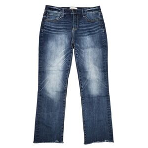 Driftwood Jeans Womens 30x26 Colette Blue Raw Hem Whiskered Faded Stretch Denim